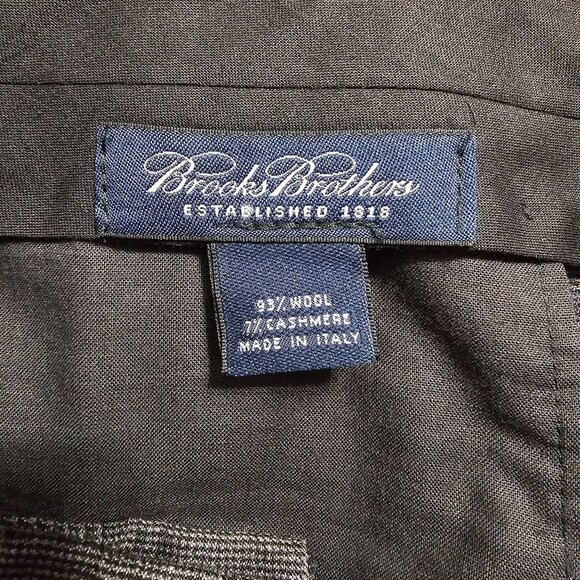 Brooks Brothers Wool-Cashmere Pleated Dress Pants 40x32 Gray Glen Plaid Cuffed - Picture 6 of 15